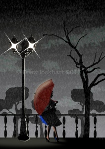 The red umbrella - silhouette, by Drew Lockhart